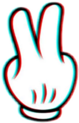 Glitched Hand Peace Sign PNG Image