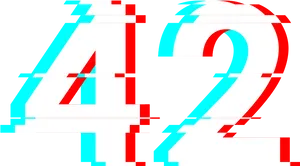 Glitched Numbers42 PNG Image