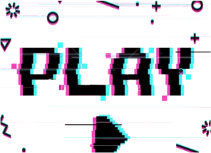 Glitched Play Graphic PNG Image