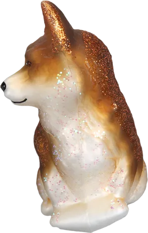 Glitter Corgi Figurine.png PNG Image