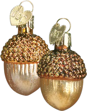 Glittering Acorn Ornaments PNG Image