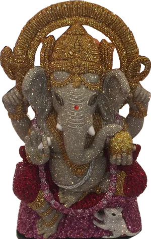 Glittering Ganesh Statue PNG Image