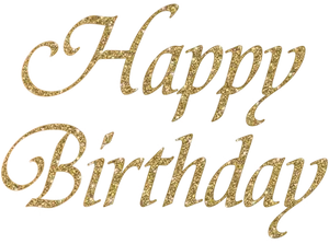 Glittering Gold Happy Birthday Text PNG Image