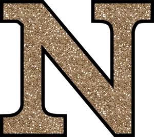 Glittery Gold Letter N PNG Image