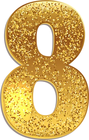 Glittery Gold Number8 PNG Image