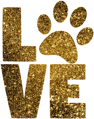 Glittery Love Paw Graphic PNG Image