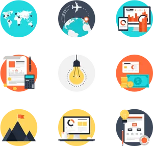 Global Business Concepts Icons PNG Image