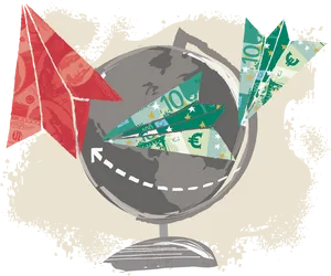 Global Currency Paper Planes PNG Image