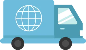 Global Delivery Van Graphic PNG Image
