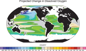 Global Dissolved Oxygen Projection Map PNG Image