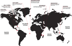 Global Diving Destinations Map PNG Image