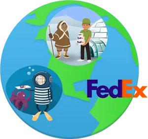 Global Fed Ex Delivery Illustration PNG