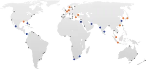 Global Mapwith Colored Dots PNG