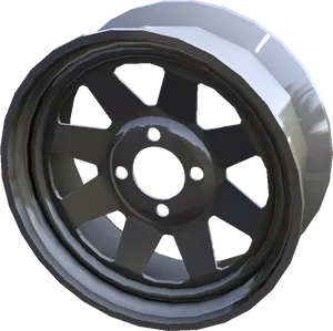 Glossy Black Car Wheel PNG Image