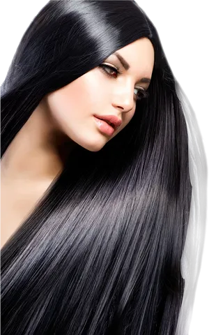 Glossy Black Hair Model PNG Image