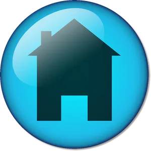 Glossy Blue Home Icon PNG Image