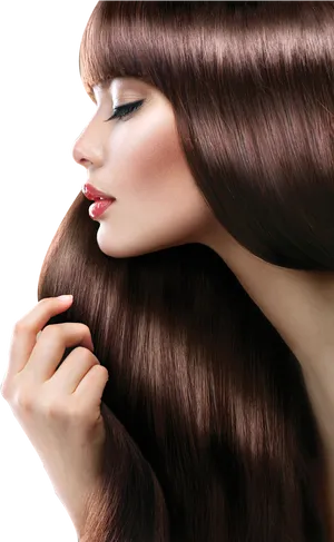 Glossy Brunette Hair Model Salon PNG Image