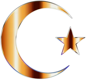 Glossy Crescent Moonand Star PNG Image