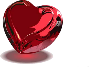 Glossy Red Heart Artwork PNG Image