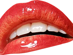 Glossy Red Lips Closeup.png PNG Image