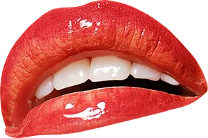 Glossy Red Lips Closeup.png PNG Image