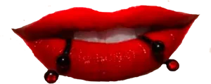 Glossy Red Lipswith Dew Drops PNG Image