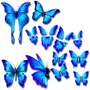 Glowing Blue Butterflies Png Iub PNG Image