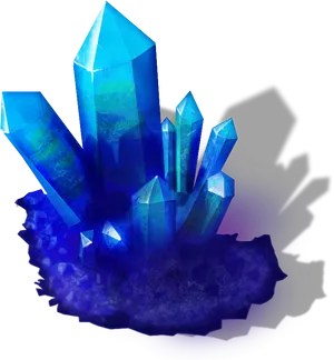 Glowing Blue Crystal Cluster PNG Image