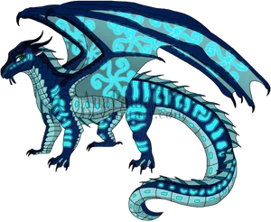 Glowing_ Blue_ Dragon_ Artwork PNG Image