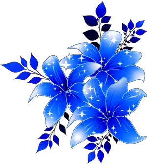 Glowing Blue Flowers Graphic PNG Image