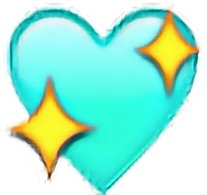 Glowing Blue Heartwith Stars PNG Image