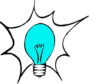 Glowing Blue Light Bulb Illustration PNG Image