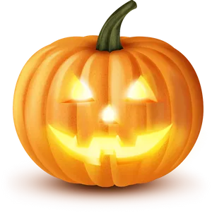 Glowing Jack O Lantern Halloween PNG Image