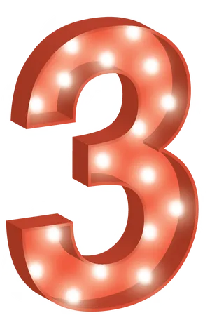 Glowing Number Three Illustration PNG Image