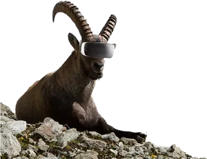 Goat Wearing V R Headset PNG Image