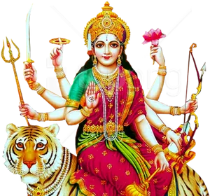 Goddess Durga Multi Armed Deity PNG Image