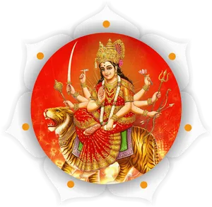 Goddess Durgaon Tiger PNG Image