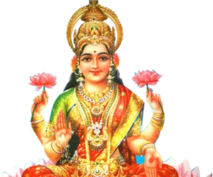 Goddess Lakshmi Holding Lotuses PNG Image