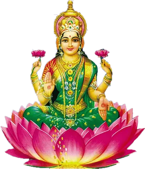 Goddess_ Lakshmi_on_ Lotus PNG Image