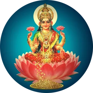 Goddess_ Lakshmi_on_ Lotus_ Flower PNG Image