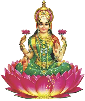 Goddess_ Lakshmi_on_ Lotus PNG Image