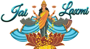 Goddess Lakshmion Lotus Flower PNG Image