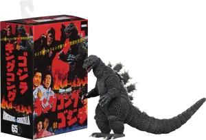 Godzilla Figureand Box Art PNG Image