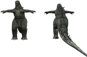 Godzilla3 D Model Comparison PNG Image