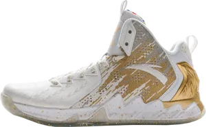 Gold Accented High Top Basketball Shoe PNG Image