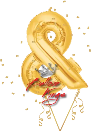 Gold Balloon Number8 Celebration PNG Image