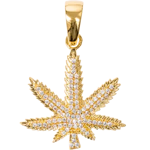 Gold Cannabis Leaf Pendant Gangster Style PNG Image