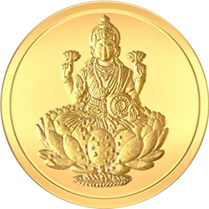 Gold Coinwith Deity Design PNG Image