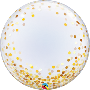 Gold Confetti Black Balloon PNG Image