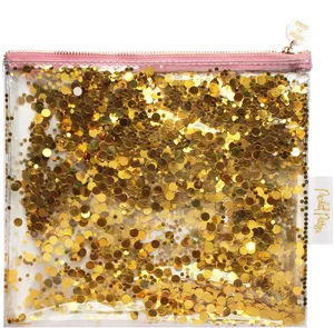 Gold Confetti Cosmetic Bag PNG Image